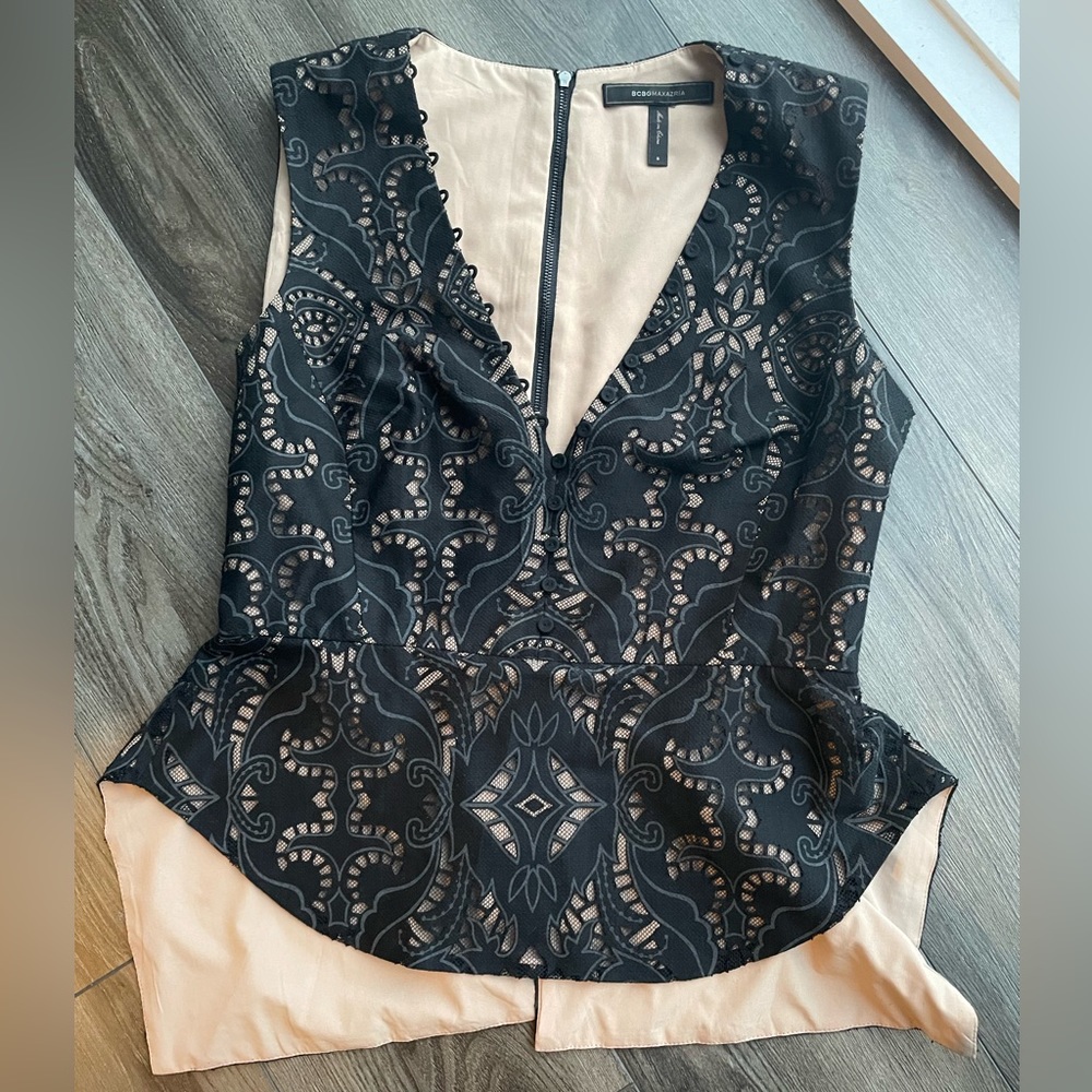 BCBG Peplum Lace Top